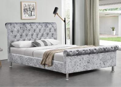 King Size  Upholstered Bed  With Crystal  buttons