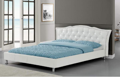 White Morden Faux Leather Plywood Bed Frame Single Double King Size Wholesale