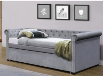 Grey Colour Multifunctional Upholstered Trundle Daybed With Storage