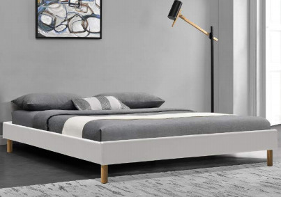 Graceful Concise Design Light Gray Linen Upholstered Bed Frame Without Headboard