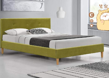 Green Crushed Velvet Platform Bed Frame Double Size With Headboard Wholesale