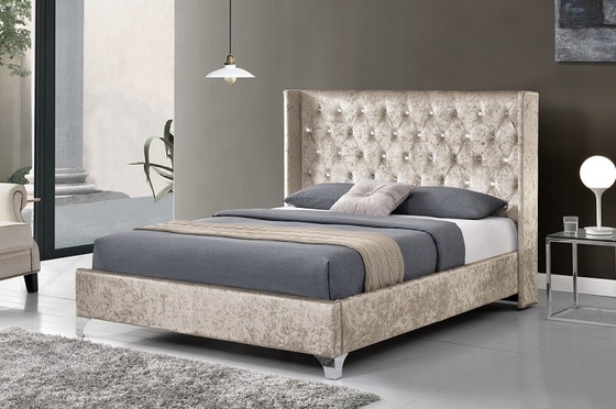King Size  Upholstered Bed  With Crystal  buttons