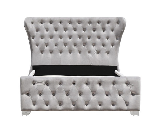 Customizable Crushed Velvet King Home Furniture Bed Frame With Buttons