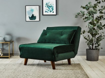 Tri Foldable Upholstered Daybed Malachite Green Velvet Sofa Bed Chair