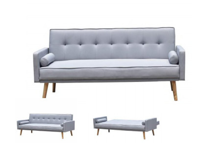 Modern Grey Fabric Sofa Bed Foldable Reclining Positions Europe Style