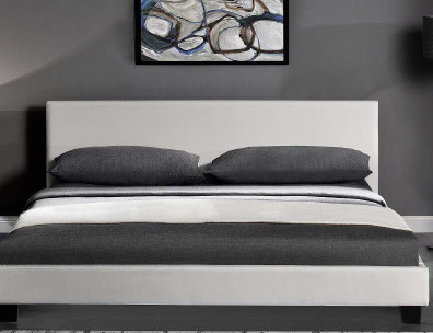 Europen Style Upholstered Platform Bed Light Brown Linen Fabric