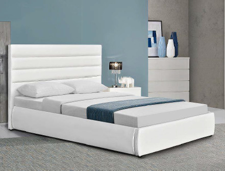 Optional size White Upholstered Bed Frame with storage for sleep comfortable