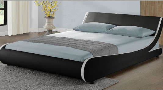 Upholstered Bed Frame Italian PU Tufted On Headboard King Size