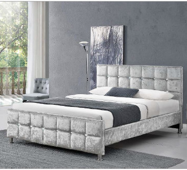 Crystal Button European Style King Size Bed Frame With Headboard Any Color