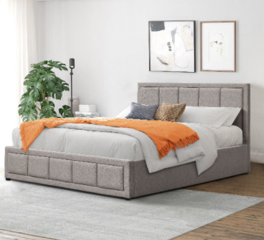 King Size Linen fabric Upholstered tufted Modern Bed Frame with storage BSCI