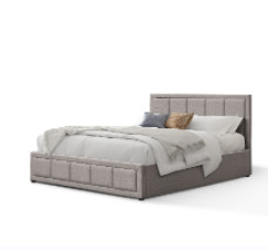 King Size Linen fabric Upholstered tufted Modern Bed Frame with storage BSCI