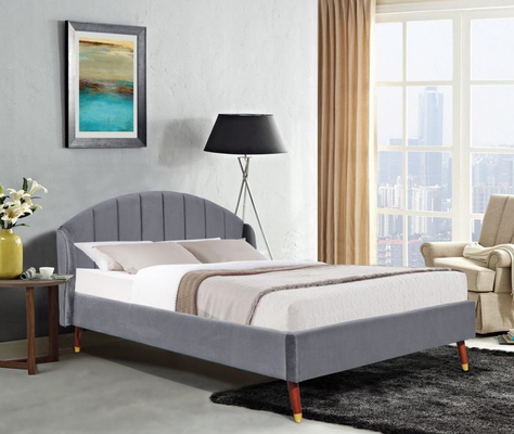 Easy Assembly Velvet Upholstered Bed Frame Wood Sprung Slats Double Size