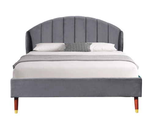 Easy Assembly Velvet Upholstered Bed Frame Wood Sprung Slats Double Size