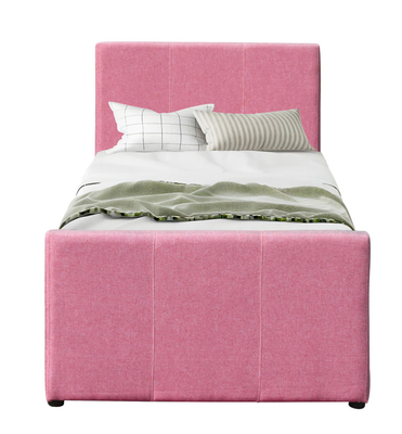 Wood Single Day Oem Modern Upholstered Bed Frame With Trundle For Guest Room