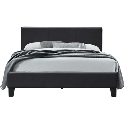 BSCI Black Faux Leather Upholstered Platform Bed With Headboard