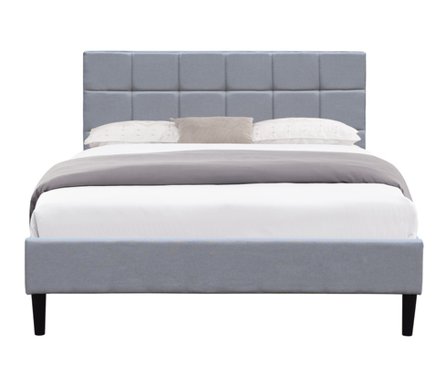 Twin / Full / Queen Upholstered Platform Bed Frame With Fabric Headboard Wooden Slat