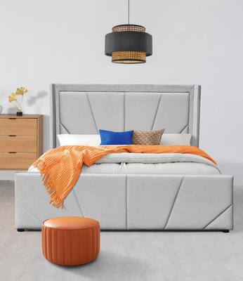 Easy Assemble Gas Lift Storage Bed With Wing Headboard