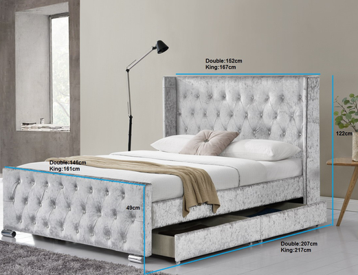 Tufted Buttons Queen Upholstered Storage Platform Bed Four Drawers