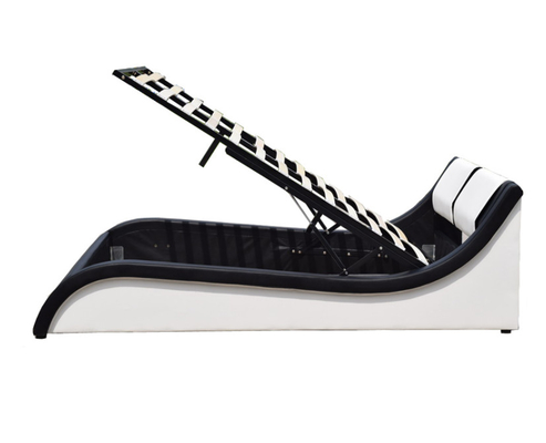 White And Black Oem Double Bed Gas Lift Frame Faux Leather Bsci
