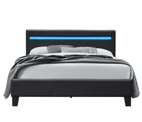 Double Size Leather Led Upholstered Bed For Modern Bedroom