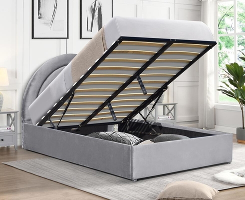 Boucle Gas Lift Storage Bed Frame with Hydraulic Storage,No Box Spring Needed