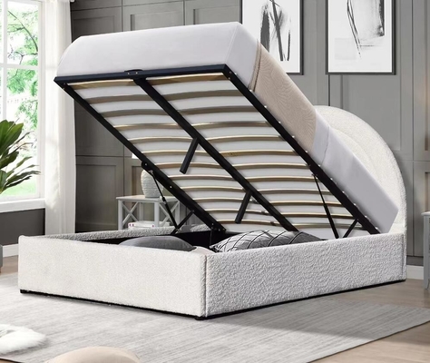 Boucle Gas Lift Storage Bed Frame with Hydraulic Storage,No Box Spring Needed
