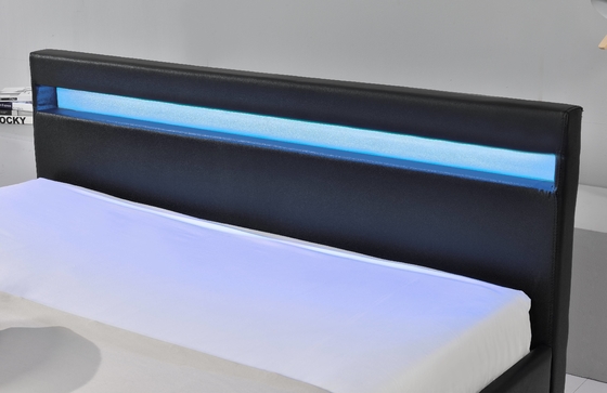 LED Upholstered Bed Has Led Lights To Help You Sleep And Contains Four Storage Drawers