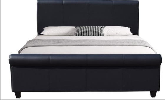 Black Faux Leather Upholstered Bed WIth BSCI