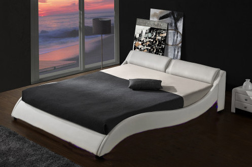 Upholstered Platform Bed Frame With Led Lighting, Curve Design