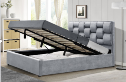 Bed Frame/Fabric Gas Lift Bed Frame /Wood Slat Support/Easy Assembly