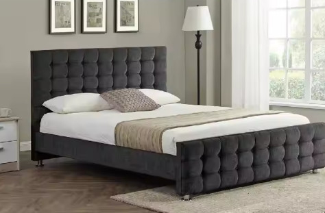 Bed Frame with Headboard, Sturdy Platform Bed with Wooden Slats Support