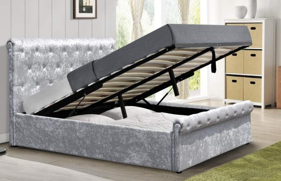 Lift Up Storage Bed Full Size Upholstered Bed with Tufted Headboard and Storage Underneath