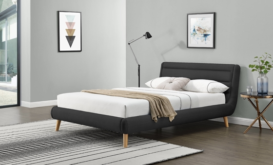 Upholstered Bed Frame With Unique Shape And Its Design Will Fit Your Home Decoration Style.