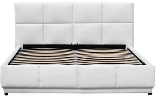 Optional Color Faux Leather Gas Lift Storage Bed With LED  Light  For Good Sleeping