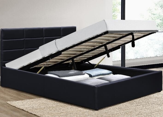 Upholstered Platform Bed with Gas Lift up Storage, Full Size Bed Frame with Storage Underneath