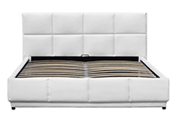 Luxury Storage Modern European Platform Bed White Faux Leather With LED Light 180*200cm