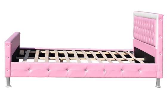 SF883 Pink Children Upholstered Bed Frame Faux Leather Double Size