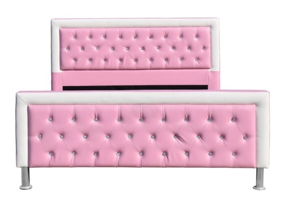 SF883 Pink Children Upholstered Bed Frame Faux Leather Double Size