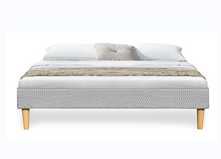 Light Gray Linen Soft Upholstered Bed Frame Without Headboard