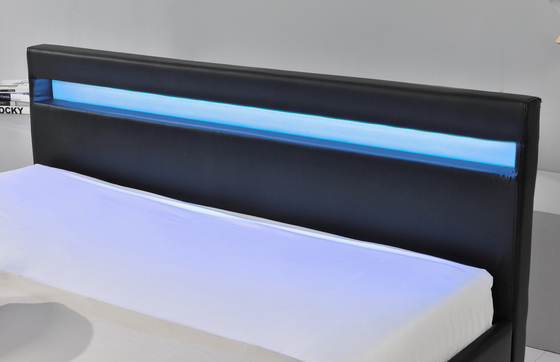 Pu Faux Leather LED Upholstered Bed With Storage Drawer 12 Months Warranty