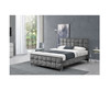 Crystal Button European Style King Size Bed Frame With Headboard Crushed Velvet Fabric