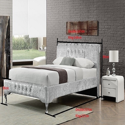 OEM White Leather Upholstered Platform Sleigh Bed With Diamond Buttons BSCI