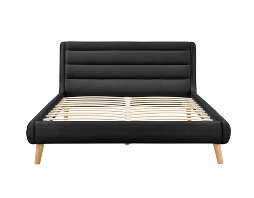 FSC OEM Black Linen Upholstered Queen Bed Fabric Cover