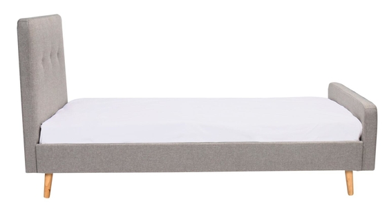 Single Size Children Upholstered Bed Plywood Light Grey Linen Fabric ODM