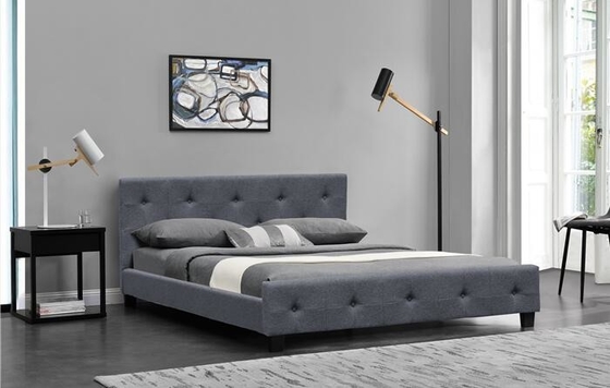 Dark Grey Linen King Size Upholstered Sleigh Bed Plywood Frame