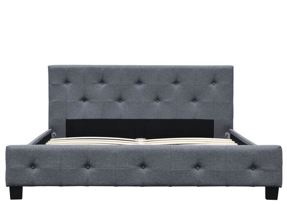 Dark Grey Linen King Size Upholstered Sleigh Bed Plywood Frame