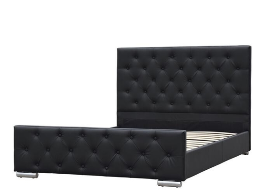 Crushed Velvet King Size Upholstered Bed Frame Plywood Black Faux Leather Europe Style