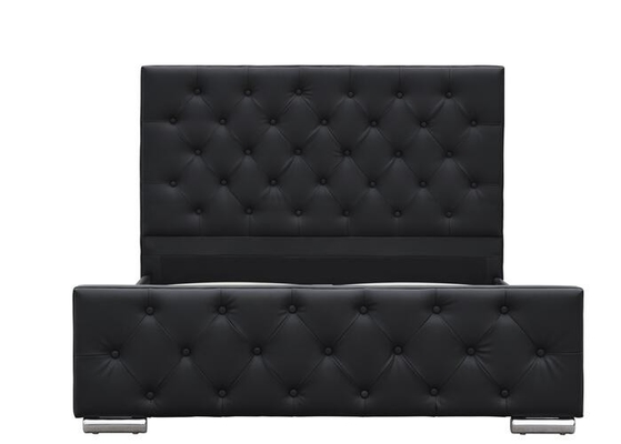 Crushed Velvet King Size Upholstered Bed Frame Plywood Black Faux Leather Europe Style