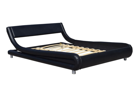 Black Faux Leather Bed Frame Headboard King Single Curved Headboard Bed Frame