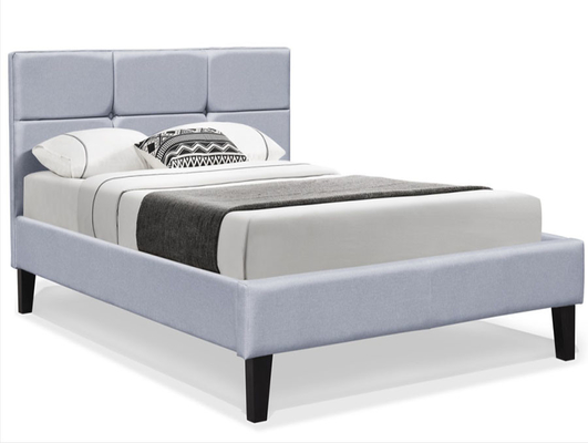 Plywood Queen Size Fabric Bed Frame Mattress Platform Grey Wooden Ottoman Bed